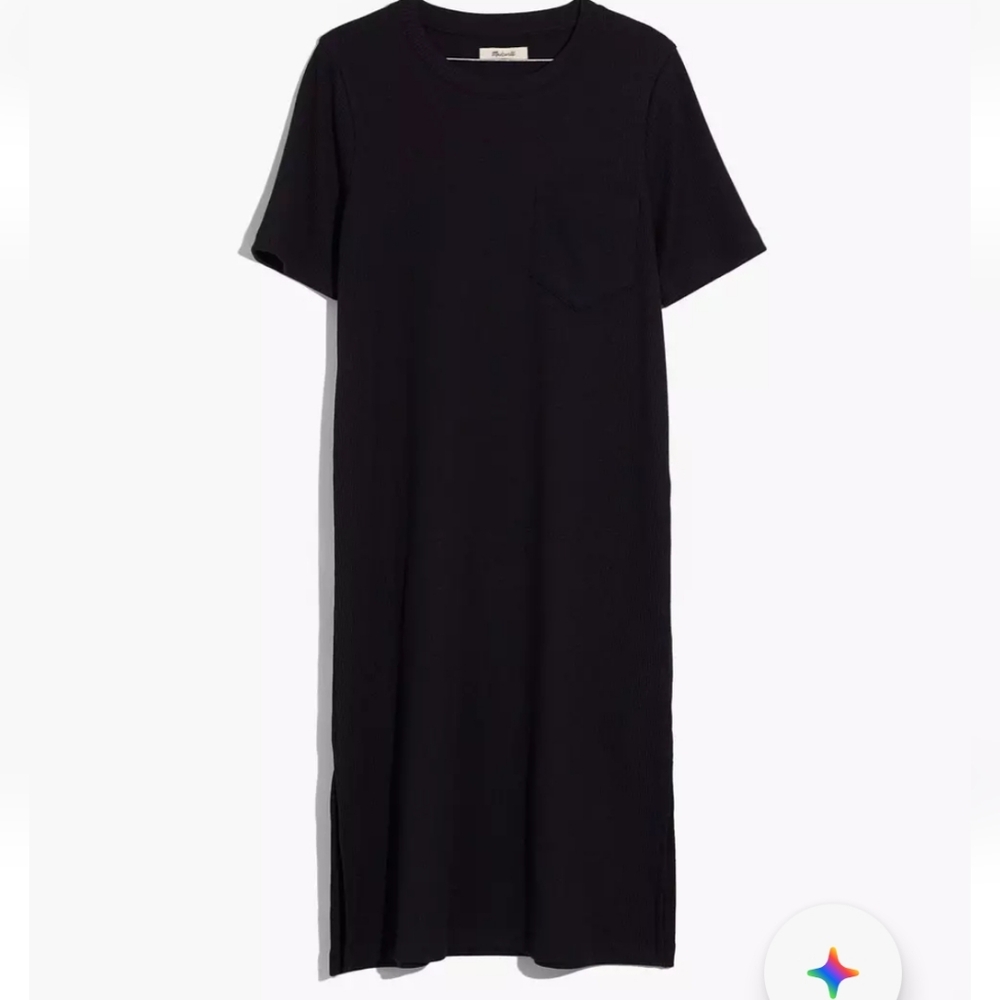 Madewell Ribbed Black Pocket Tee Dress Size Medium
